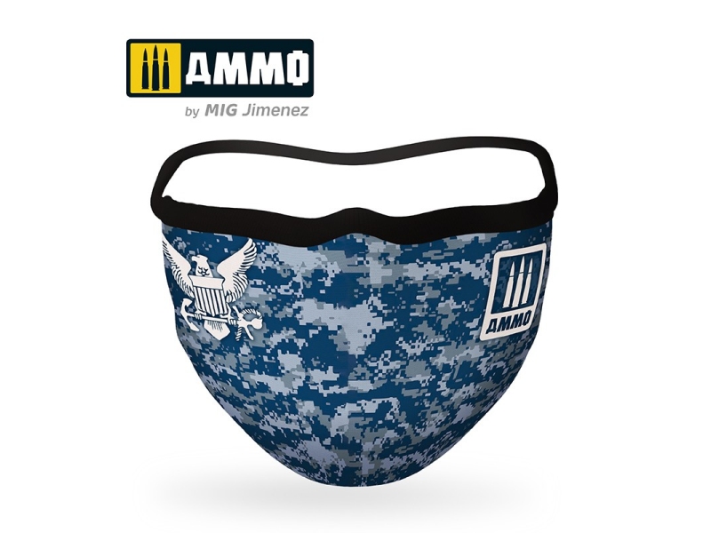 Navy Blue Camo Ammo Face Mask